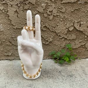 Vintage. Gold Metal and Faux Pearl Link Choker